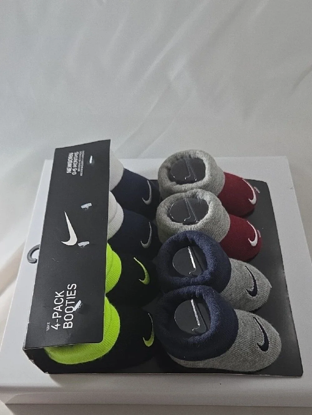 Nike Baby 4-Pack Cozy Cuff Booties - Gray, Navy, Maroon, Neon Green